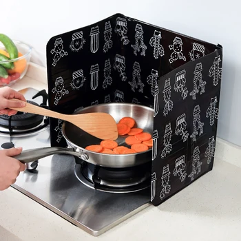 

Black White Aluminum Foil Oil Splash Protection Board Gas Stove Splash Screen Screen Home Kitchen Cooking Tool Gadget