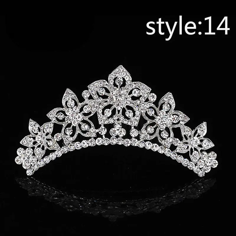 Style 14 Мини-диадемы и короны с искусственным жемчугом, расчески для волос для принцесс, девочек, невесты, свадьбы, вечеринки, украшения для волос - Окраска металла: Style 14