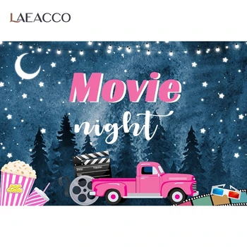 

Laeacco Movie Night Starry Sky Pine Trees Popcorn Car Photography Backdrops Photo Backgrounds Birthday Photophone Photo Studio