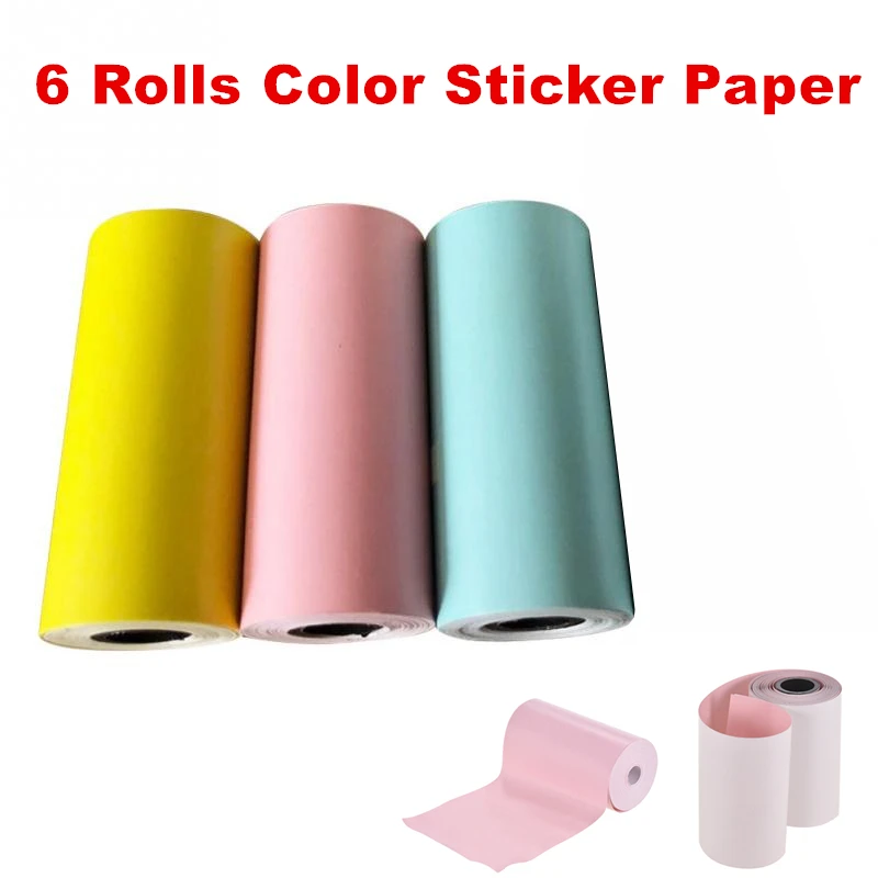 6 color sticker Печать наклеек бумага рулонная Тепловая бумага самоклеющиеся этикетки 57*30 мм для PeriPage бумаги анг Карманный фотопринтер Прямая поставка - Цвет: 6 color sticker