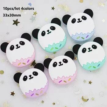 

10Pcs Perle Silicone Beads Panda 3.3cm Animal Teething Beads BPA Free DIY Mordedor Bead Baby Products Baby Teething Necklace Toy