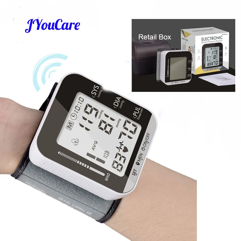 JYouCare Automatic Wrist Blood Pressure Monitor + case Digital Cuff Meter Esfingomanometro Tonometer Voice | Красота и здоровье
