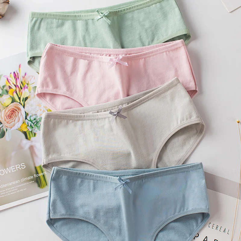 

Mid-rise Panties Women Solid Seamless M-Waist Panties Mid-rise Bow Front Solid Cotton Girls Intimate Panty panties women sexy