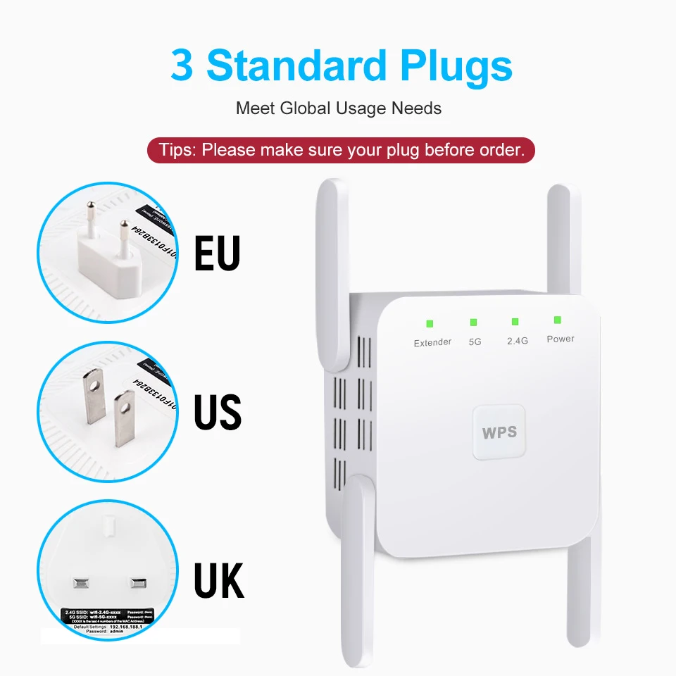 2.4G 5G WiFi Repeater Wi Fi Bộ Khuếch Đại 300M 1200 Mbps Tăng Áp Router WiFi 5Ghz tầm Xa Bộ Mở Rộng Điểm Truy Cập wifi network amplifier