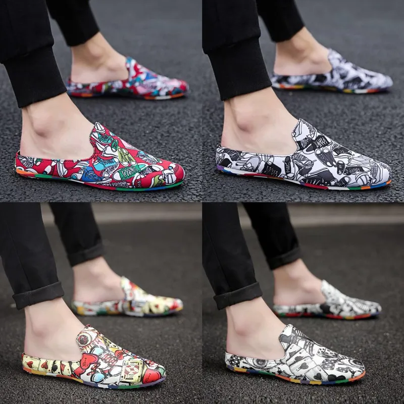 

Summer Closed-toe Casual ban tuo xie Men Breathable Slip-on No Heel Lazy Peas Social Fella Sandals Men's