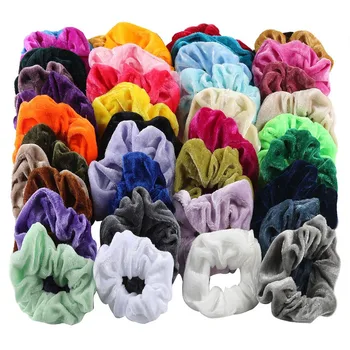 

40 Pcs Vintage Hair Scrunchies Lady Chiffon Scrunchie Women Elastic Hair Bands Girls Headwear Floral Hair Tie Drop Shipping