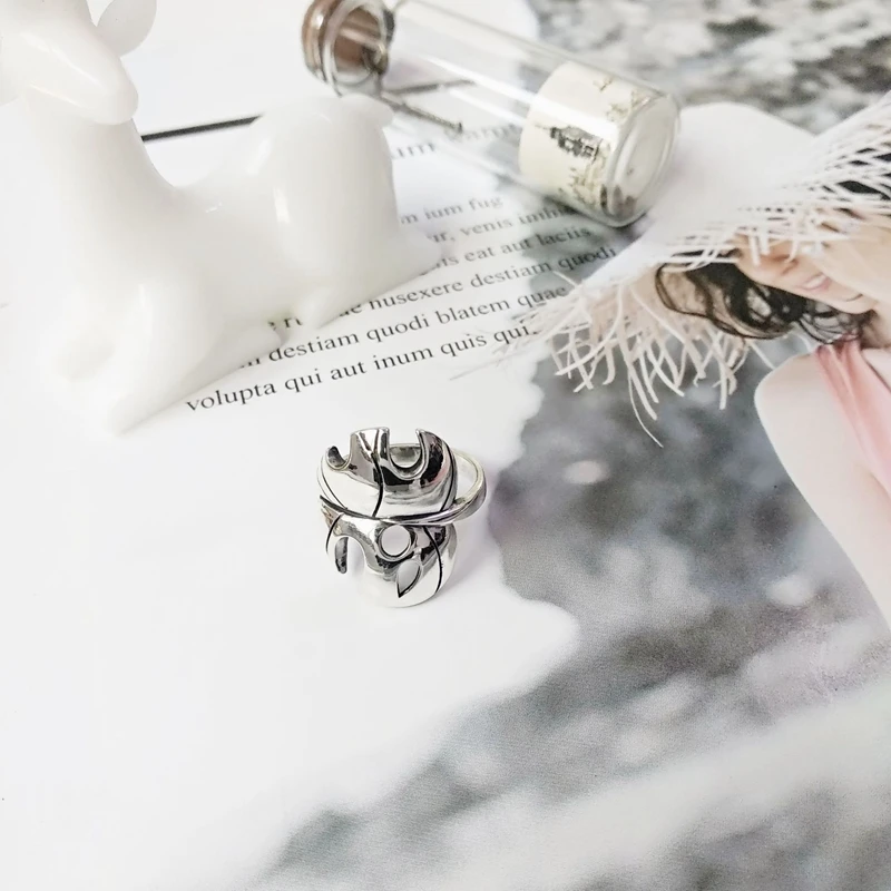 Нерегулярные червячной листа Открытое кольцо 925 пробы серебра в виде геометрических фигур античное кольцо полированный уход за кожей лица индивидуальность Для женщин модные кольцаа