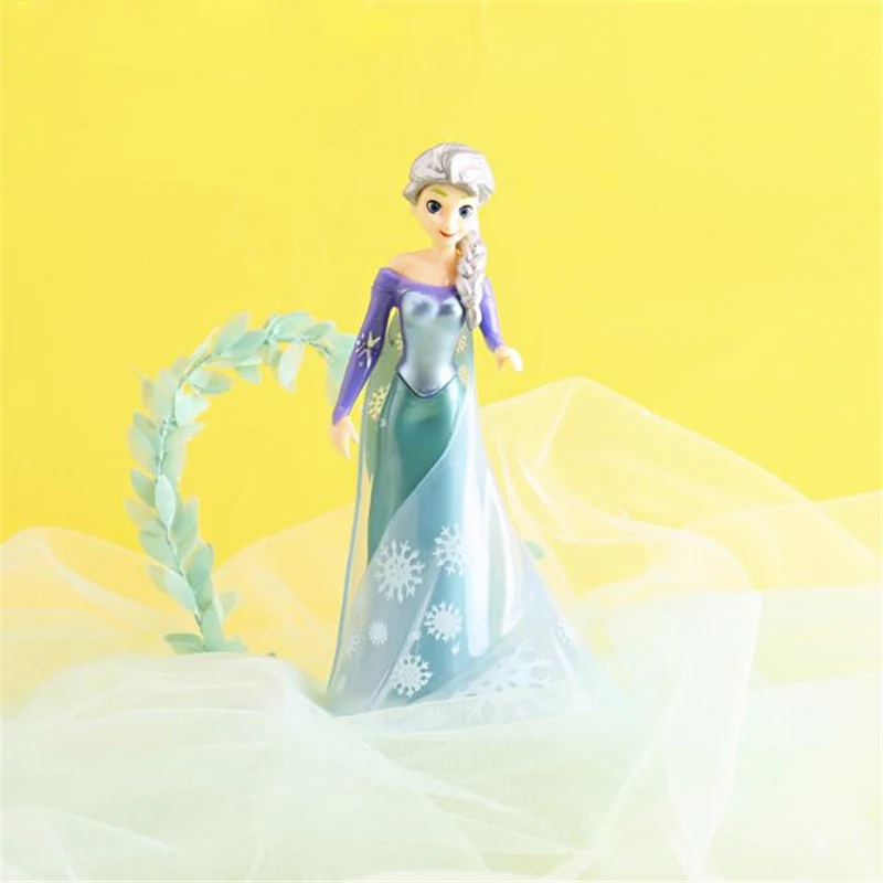 Disney Elsa Princess Cake Decoration Girls Birthday Party Cake Topper Princess Figure Dolls Baby Shower Wedding Party Supplies