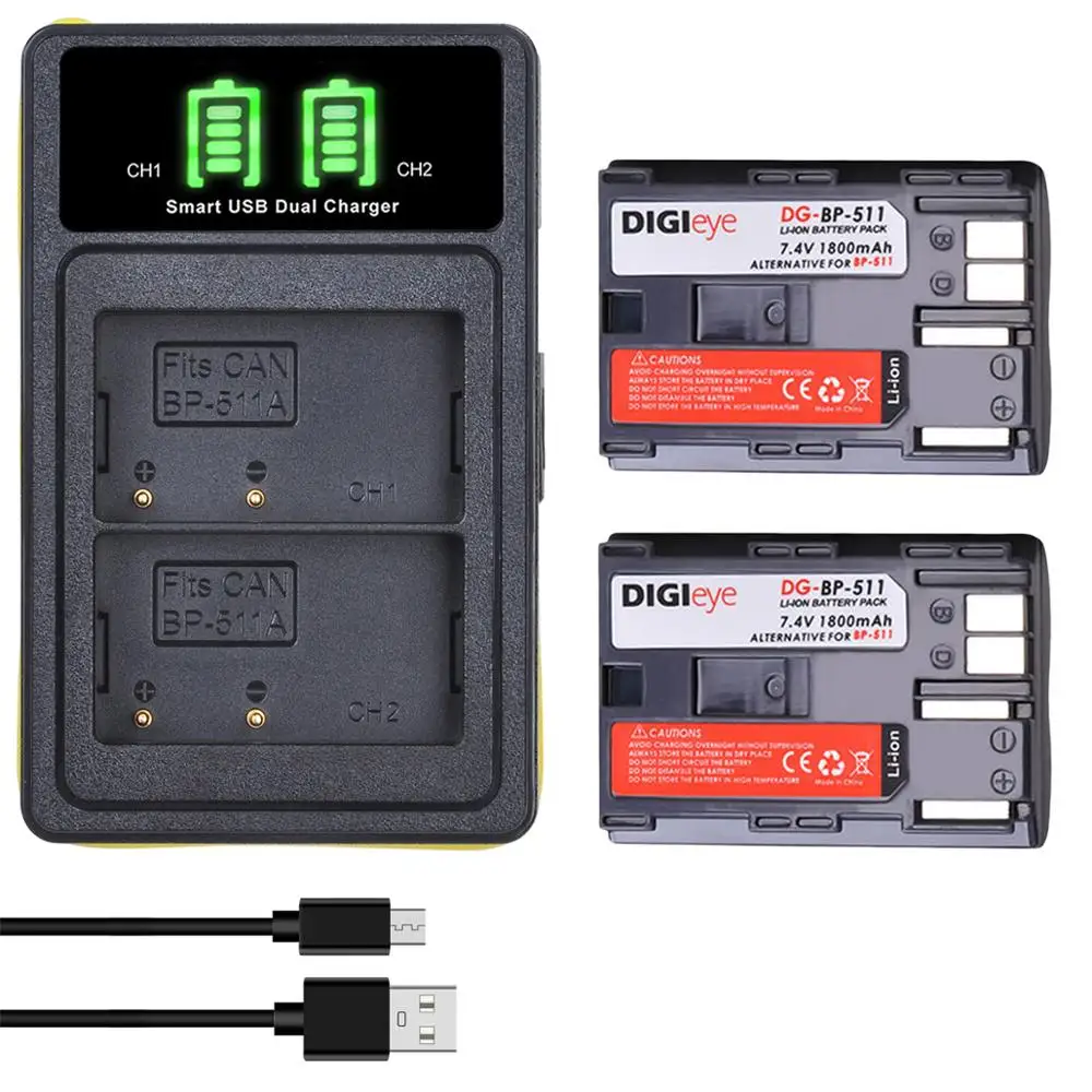 Bp-511 Bp-511A Batteria + Led Caricatore Doppio Di Tipo C Per Canon Eos 5D 10D 20D 30D 40D 50D D30 D60 G1 G2 G3 G5 G6 Pro 1 Pro 90