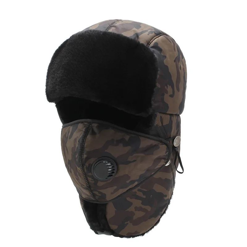 Зимняя шапка непромокаемая лицевая маска для мужчин и женщин Черная ушанка зимняя теплая шапка для мужчин и женщин Лыжная маска - Цвет: Brown