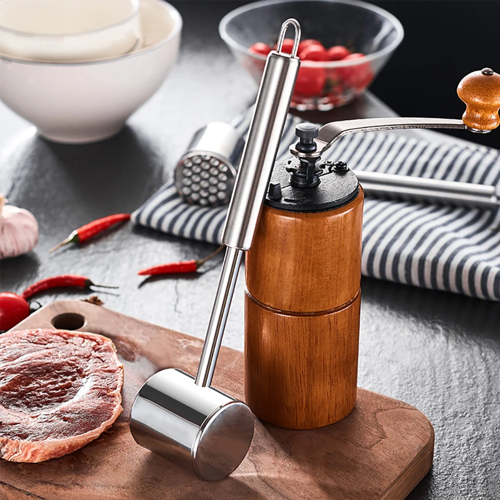 Сверхмощный молоток для мяса, пригодный для мытья в посудомоечной машине, устойчив к ржавчине, из нержавеющей стали, для сжигания мяса