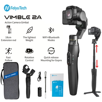 

Feiyu Vimble 2A Extendable Action Camera Gimbal Stabilizer for Gopro Hero 7/6/5,18cm Extendable Pole with Tripod and Carry Bag
