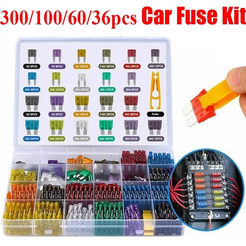 Car fuses kit 300pcs 5/7/10/15/20/25/30A Car Blade Fuse Assortment Assorted Kit Mini Small Size Blade Set Auto Truck Automotive