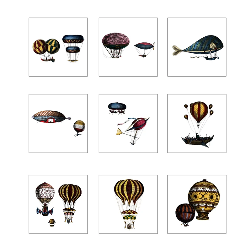 

Creative Hot Air Balloon Transparent Tile Sticker Antique Plane Wallpaper Sticker Bathroom Waterproof Sticker 2020 New Decor