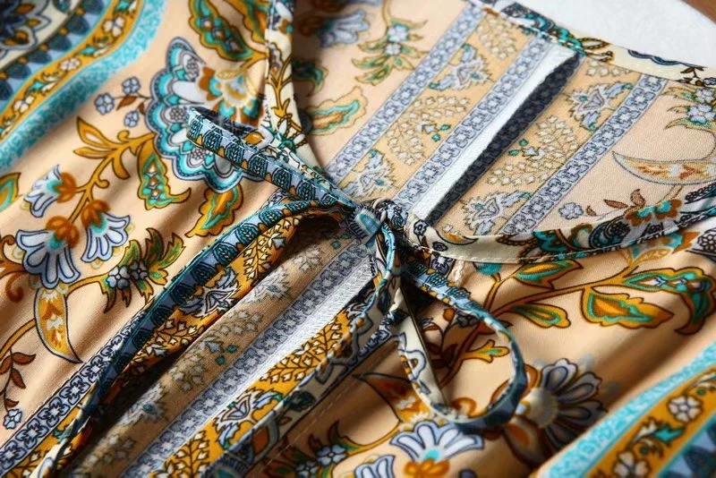 Винтажное шикарное женское элегантное пляжное длинное богемное Макси-Платье на шнуровке с кисточками и цветочным принтом женская одежда из вискозы бохо-платье vestidos