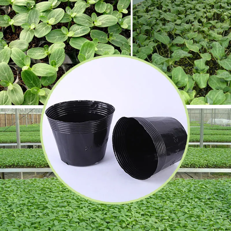 

100pcs Plastic Plant Nutrition Cup Nursery Garden Container Black Veggies Pot Nursery Box Garden Supplies Grow Bag Damp Proof