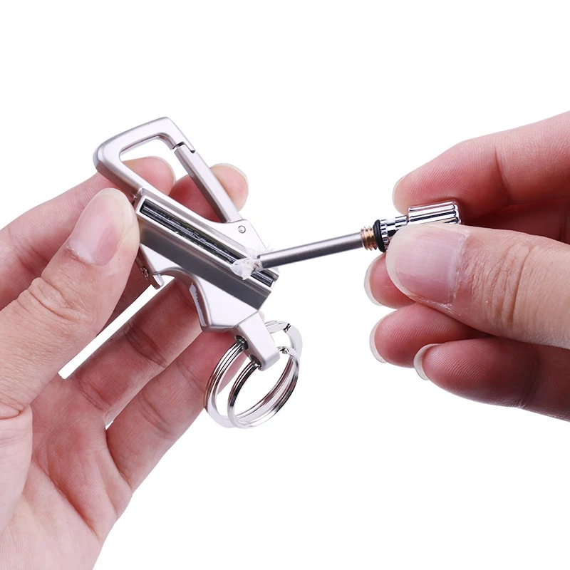 Металлический Перманентный Нападающий Зажигалка Брелок для ключей выживания Ferro