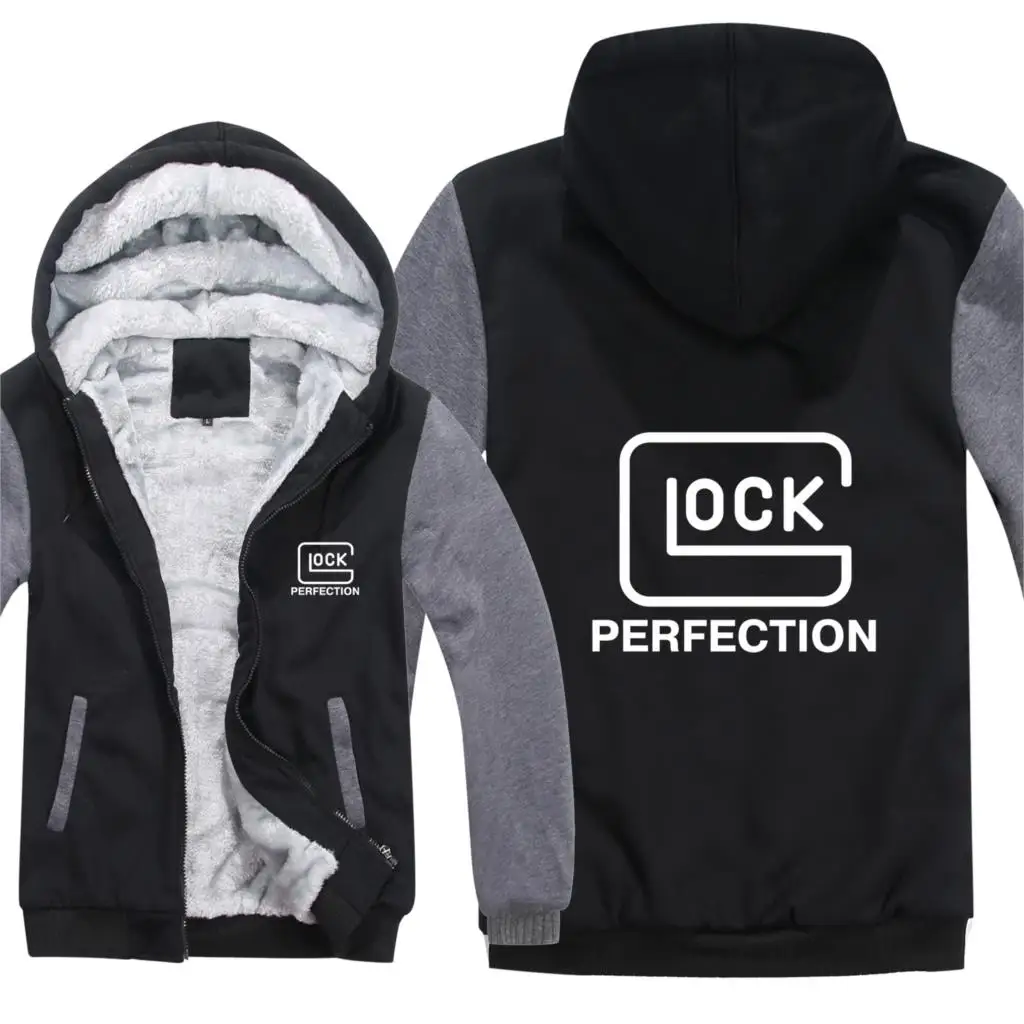 Зимние толстовки с капюшоном Glock Perfection, мужская молния, пальто, флисовая утепленная толстовка Glock, пуловер