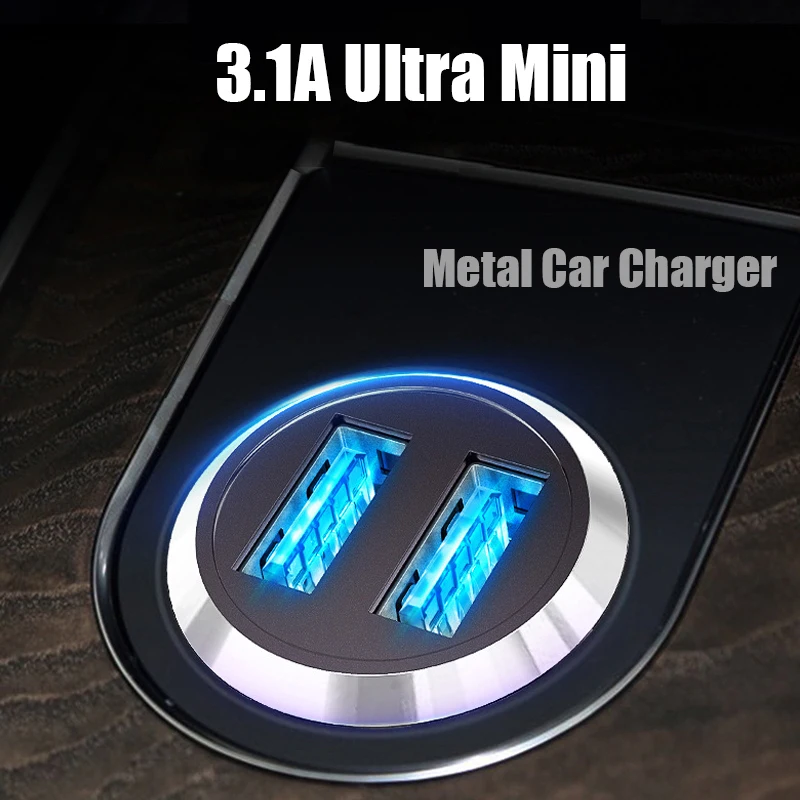 Металл 3.1A ультра мини USB Автомобильное зарядное устройство мобильный телефон
