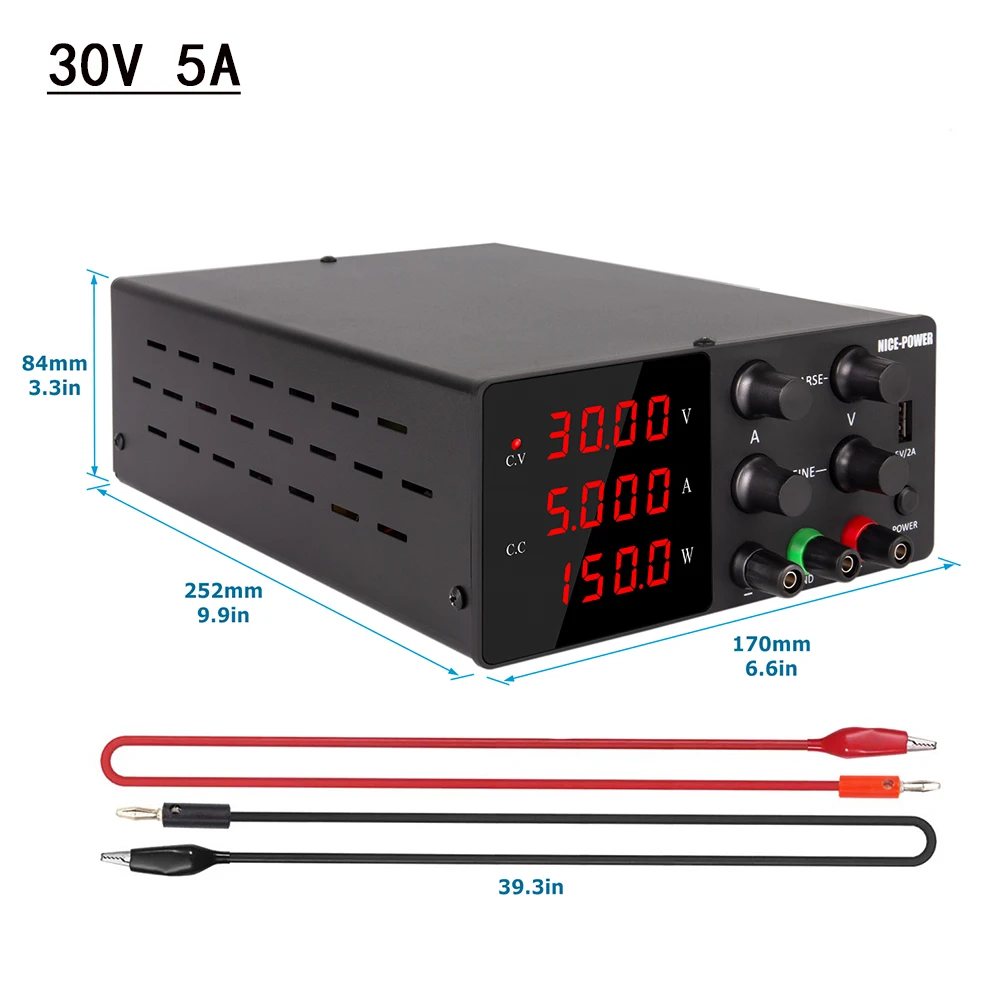 NICE POWER 4 цифры скамейка Регулируемый источник питания лаборатория DC 30V 10A 3A 5A