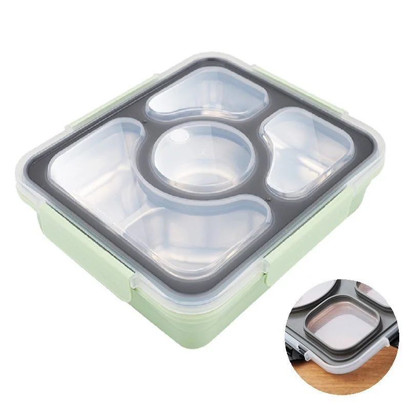 

2019 New Stainless Steel Lunch Box Containers with Compartments Leakproof Bento Box Food Container with Tableware