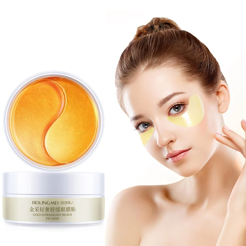 

60 pcs Gold Eye Patch Eye Mask Face Anti Wrinkle Gel Sleep Gold Mask Eye Patches Collagen Moisturizing Eye Mask Eye Care Hot
