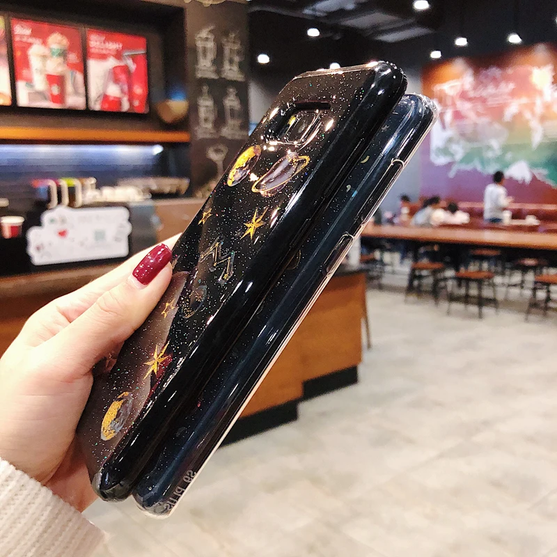 Блестящий чехол для телефона samsung S10 S8 S9 Plus Note 10 8 9 M10 20 A10 20 40 Мягкий силиконовый чехол со звездами