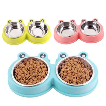 

Pet Dog Cat Double Bowl Kitten Puppy Food Water Dish Stainless Steel Double Feeding Bowl Pet Supplies Cats Products Pet Product