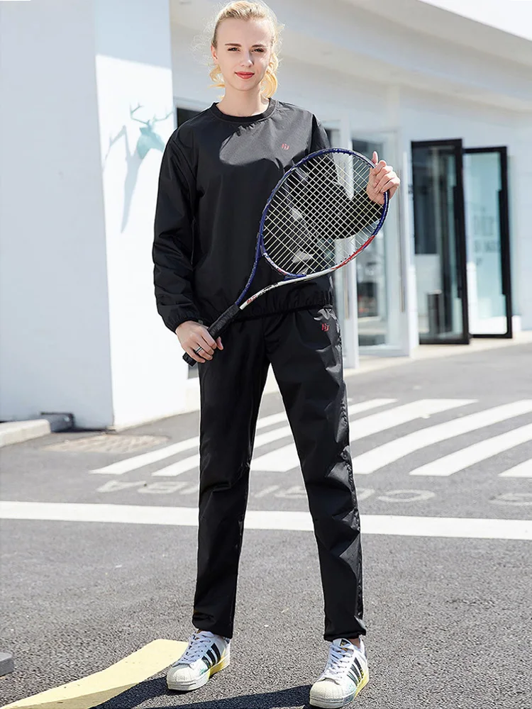 Women's Heavy Duty Sweat Suit Sauna Exercise Gym Suit Fitness, Weight Loss, Antirip, Black Pull