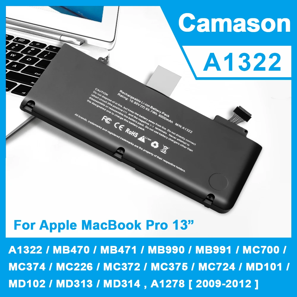 Camason A1322 Laptop battery for Apple Macbook Pro 13 inch Notebook replace  Batteries A1278 MB470 MB471 MB990 MB991 MC700 MC374|Laptop Batteries| -  AliExpress