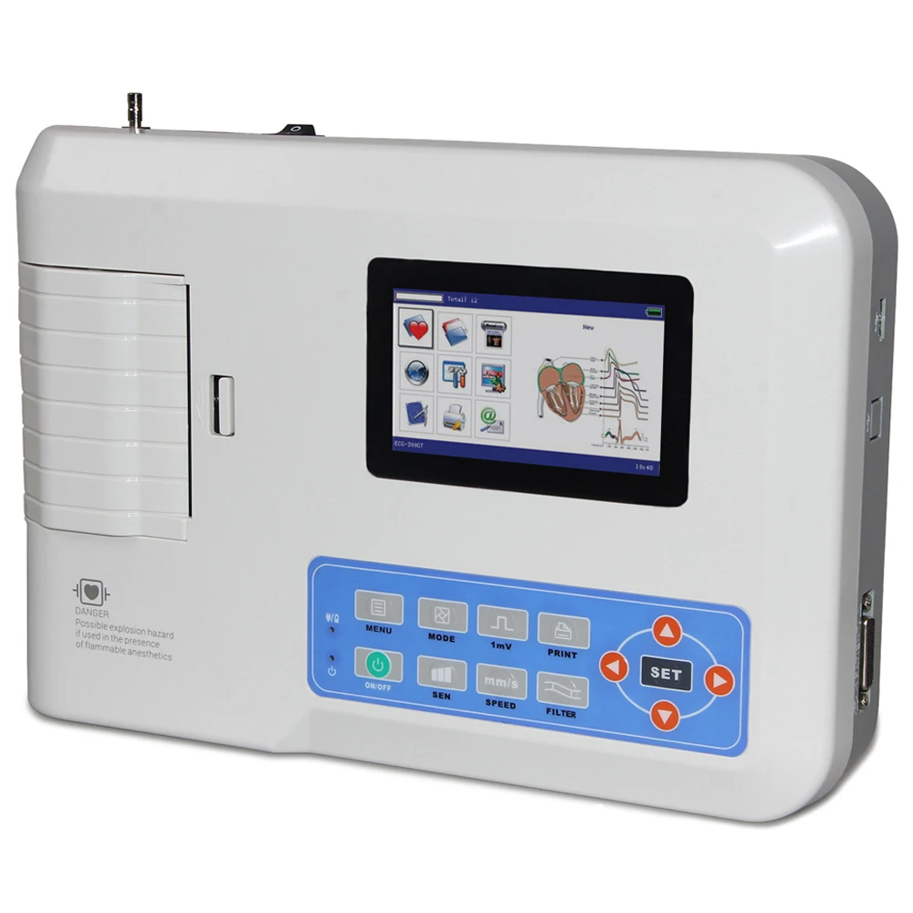 Сенсорный экран ECG300GT Цифровой Электрокардиограф 3-канальный 12-канальный