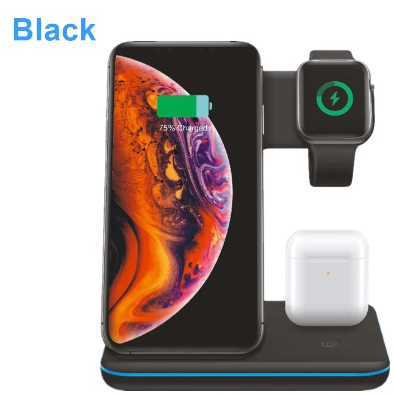 Tongdaytech 15 Вт Qi Беспроводное зарядное устройство для Iphone X 8 11 Pro Max Быстрая зарядка быстрое зарядное устройство для Apple Airpods Pro Watch 5 4 3 2 1 - Тип штекера: Black