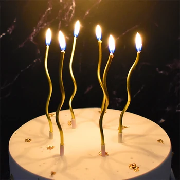 

Threaded Birthday Cake Candle Curved Cake Birthday Candles Long Thin Candles For Birthday Wedding Party Decorations Supplies