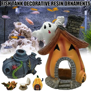 

Fish Tank Aquarium Ornaments Simulation Vegetable Decoration Halloween Pumpkin House Grimace Pumpkin Car Shell TP899