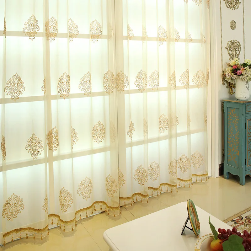 Европейские зашифрованные Позолоченные жаккардовые шторы для гостиной столовой спальни - Цвет: Tulle