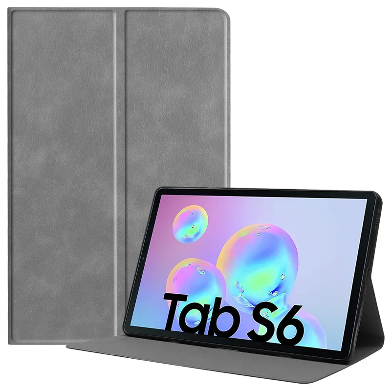 Gray Роскошный кожаный чехол для Samsung Galaxy Tab S6 T860 T865 SM-T865 SM-T860 защитный чехол откидная подставка Смарт планшет 10,5 ''чехол - Цвет: Gray