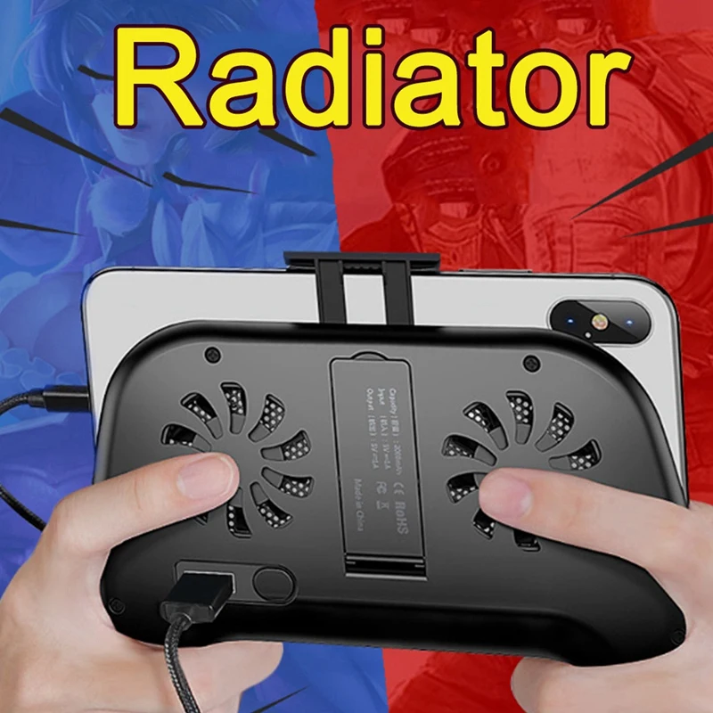  ABKT-Pubg Cooler Mobile Phone Cooling Pad Gaming Cooler Radiator Mute Fan with Phone Stand Holder P