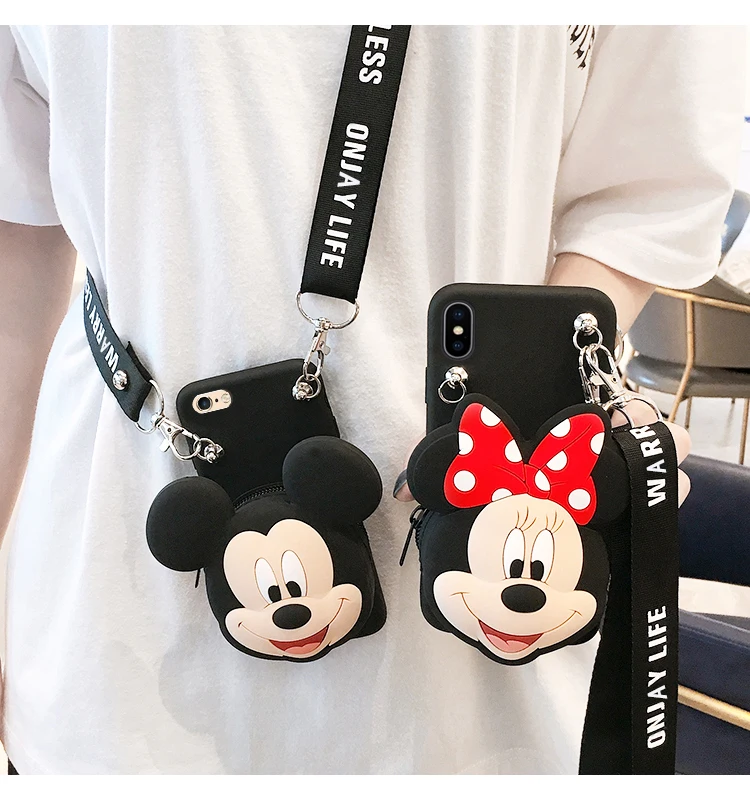 

Minnie Soft Cover Lanyard 3D Cute Cartoon Wallet Phone Case For Huawei Nova 4 4e 3 3e 3i 2i 2 Lite P Smart Plus 2019 P Smart Z