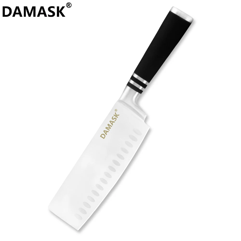 Damask бренд 3Cr14 набор кухонных ножей из нержавеющей стали,, высококачественные 430 ручные ножи с бесплатными сувенирные ножи, чехлы - Цвет: 7inch Chopping Knife