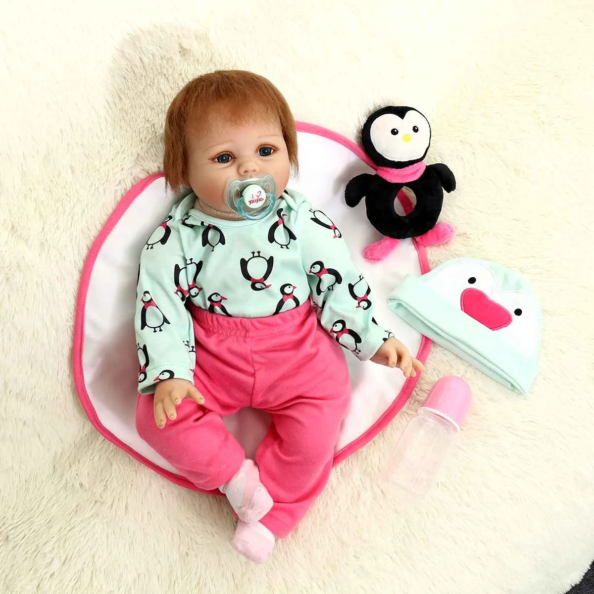 

22'' Silicone Reborn Baby Doll Full Vinyl Realistic Girl Princess Baby Lifelike Playmate Dolls Photography Props Kids Gift