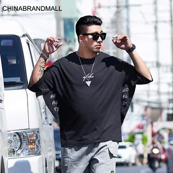 

super Brand Big size Men's Wear Plus Fat Plus Men Short Sleeve Loose Leisure Embroidery Bat Sleeve Middle Sleeve T Shirt