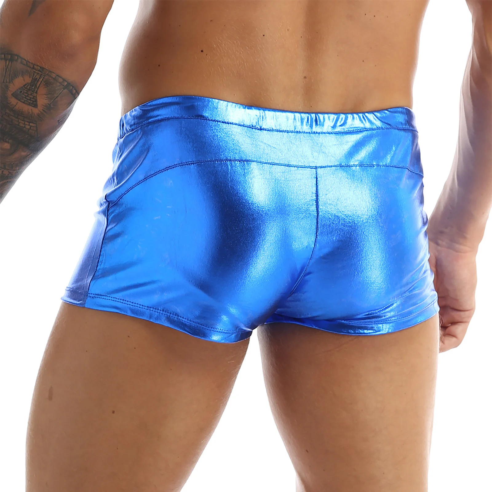 iEFiEL Hot Mens Male Shiny Metallic Casual Fashion Rave Party Holographic Shorts Boxer Shorts Clubwear Costumes Men Knickers 3