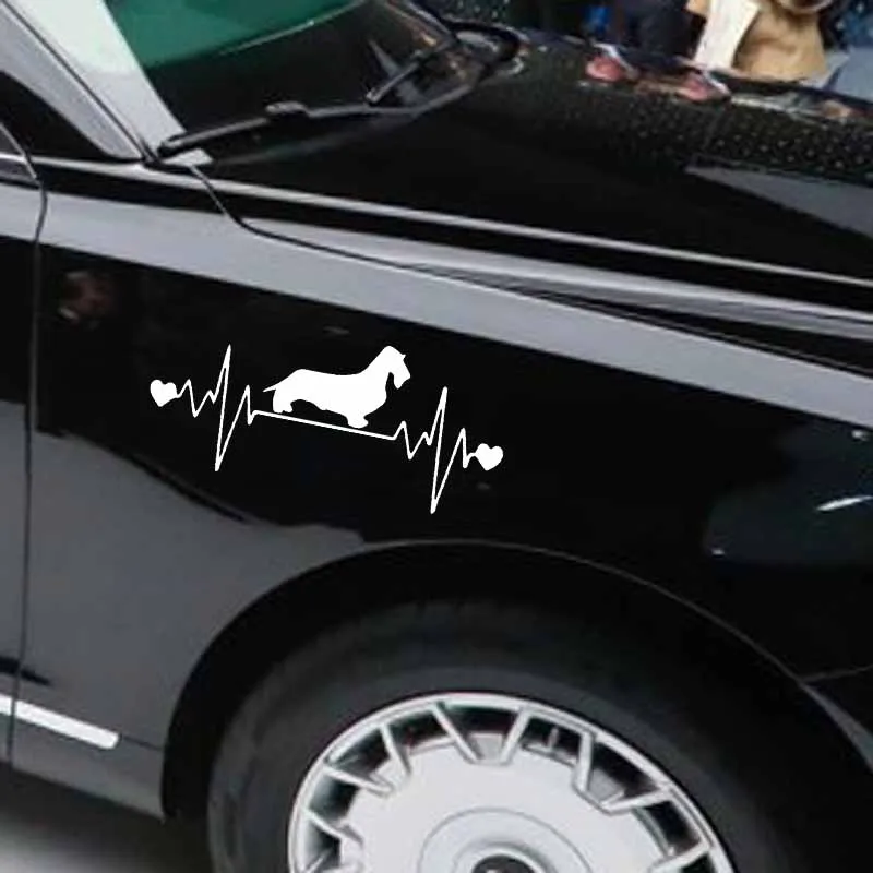 YJZT 17,2X7,5 см Wirehaired Dachshund Lifeline автомобильный стикер такса сердцебиение виниловая наклейка с принтом собаки черный/серебристый C24-1318