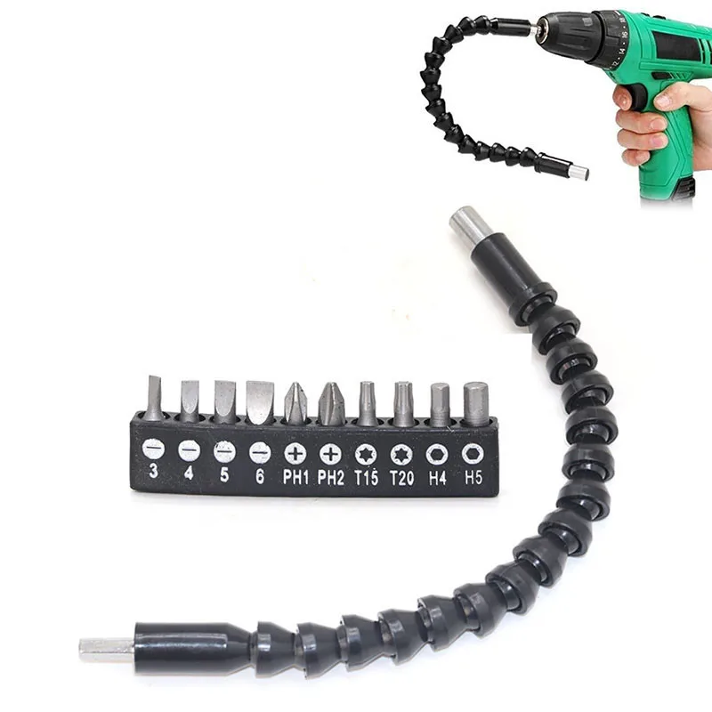 

2PCS 290mm Flexible Shaft Tool Electronics Drill Screwdriver Bit Holder Connect Link Multitul Hex Shank Extension Snake Bit