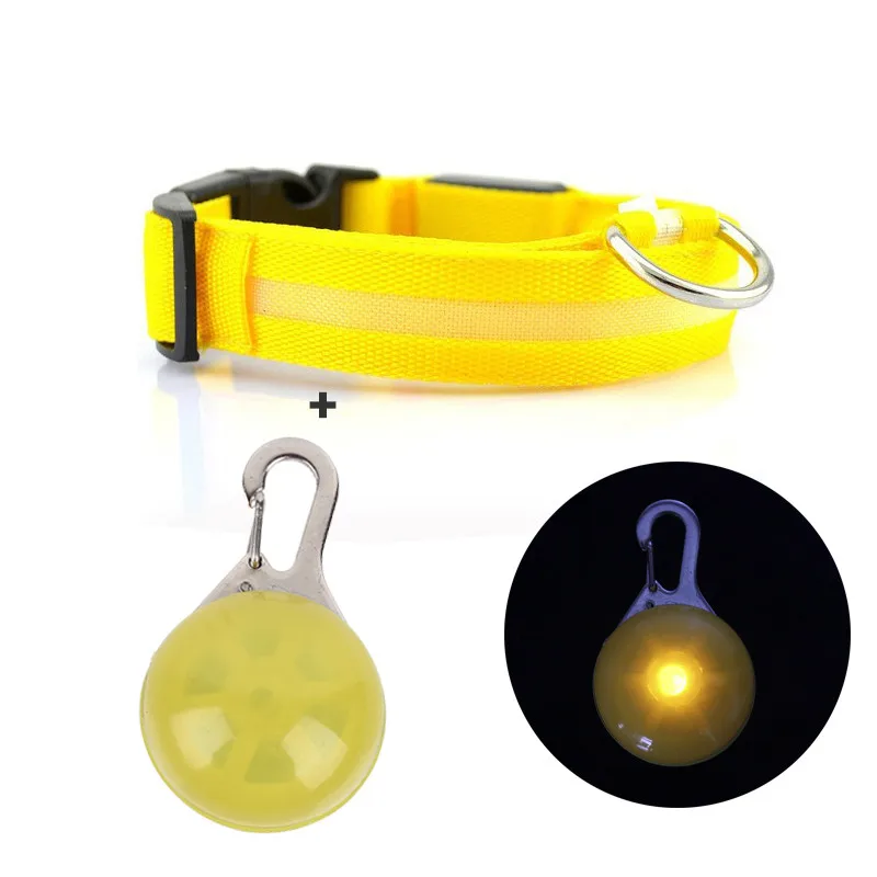 Yellow 1 шт. ожерелье собака светящиеся люминесцентные ошейники нейлон светодиодный кошачий собачий ошейник для ночной безопасности мигающий светится в темноте товары для домашних животных - Цвет: Yellow