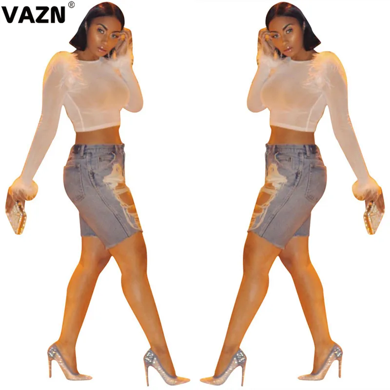 VAZN LSL63307 специальный продукт Осенняя Сексуальная Женская белая однотонная футболка футболки с круглым вырезом и длинным рукавом, сексуальные женские уличные облегающие футболки