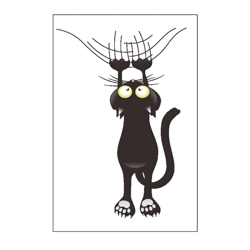 Description Picture 2 of itemFunny Cartoon Cat PVC Mirror Wall Sticker DIY Art Mural Waterproof Window Decal Background Wallpaper Home Decoration Film