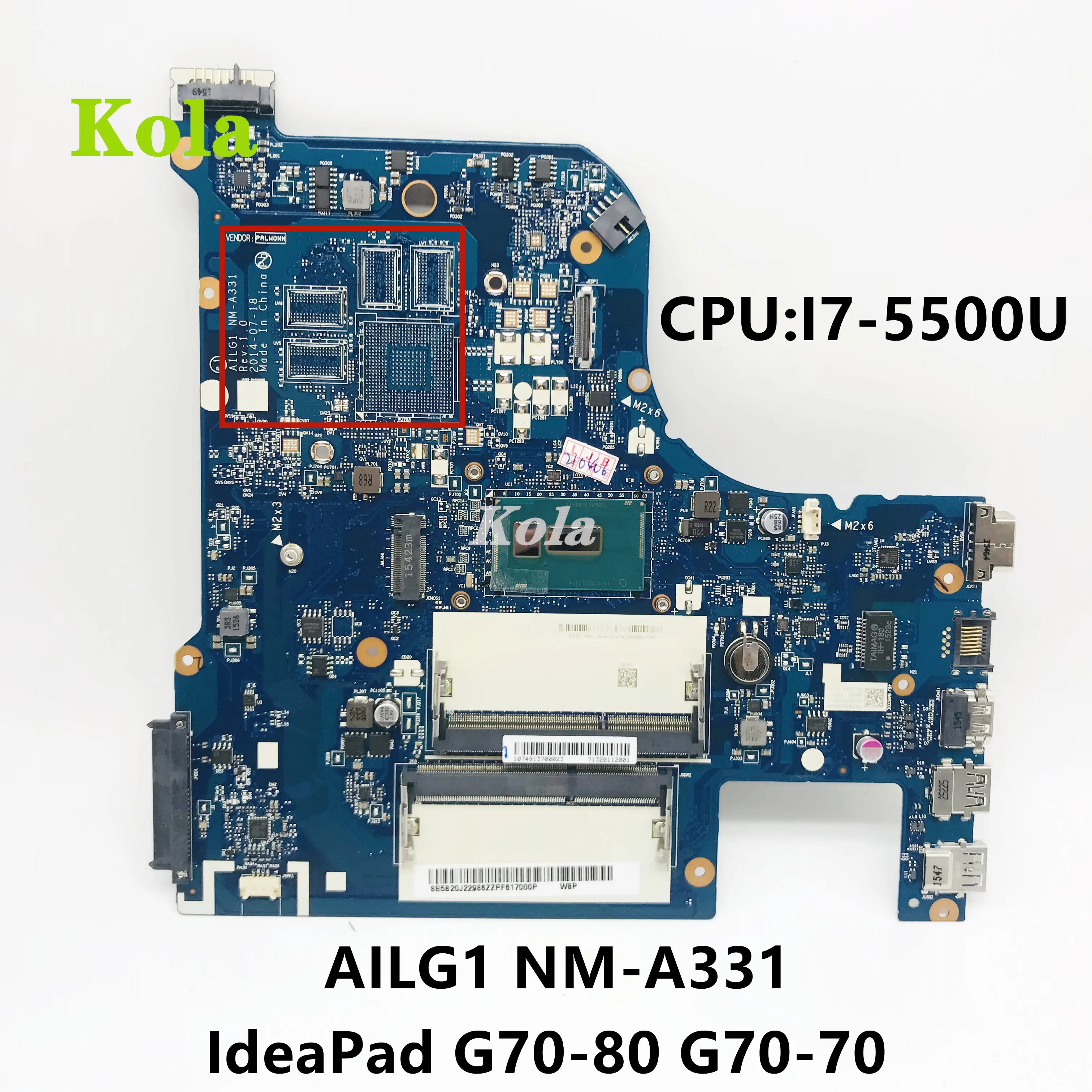 AILG1 NM-A331 для Lenovo IdeaPad G70-70 G70-80 Z70-80 ноутбук материнская плата с процессором I7-5500U DDR3