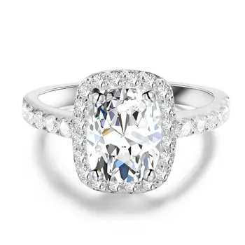 

2020 New Fashion Ring S925 Sterling Silver Ring Cut Square Engagement Wedding Ring Zircon AAAAA Female Ring Jewelry Gift