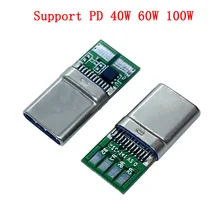 

6pin USB 3.1 TYPE-C Male Plug Connector Soldering Data line parts For Notebook PD40W 60W 100W 5A current high power Charge Cable
